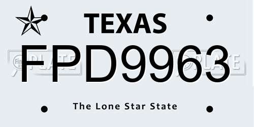 FPD9963 Texas License Plate