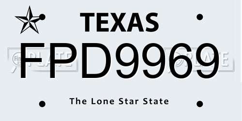 FPD9969 Texas License Plate
