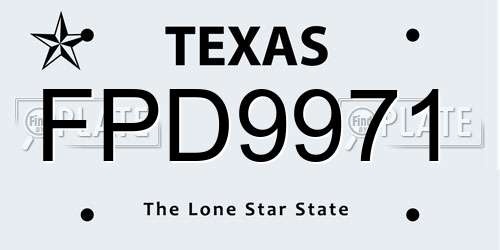 FPD9971 Texas License Plate