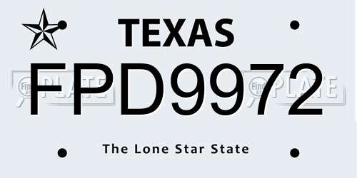 FPD9972 Texas License Plate