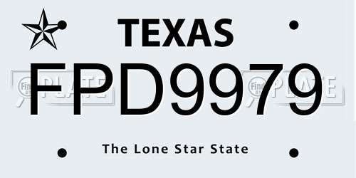 FPD9979 Texas License Plate
