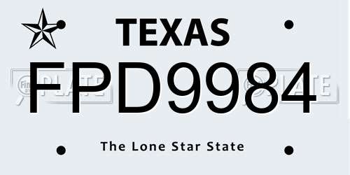 FPD9984 Texas License Plate