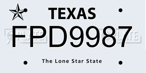FPD9987 Texas License Plate
