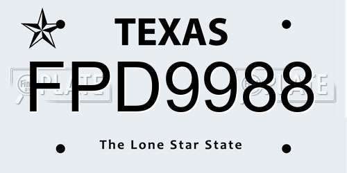 FPD9988 Texas License Plate