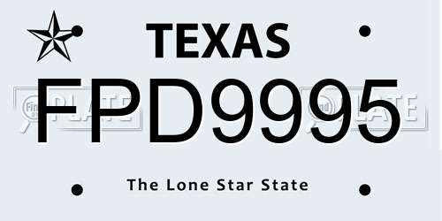 FPD9995 Texas License Plate