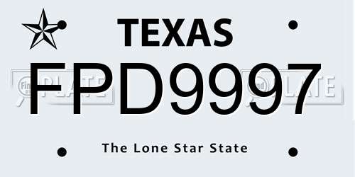FPD9997 Texas License Plate
