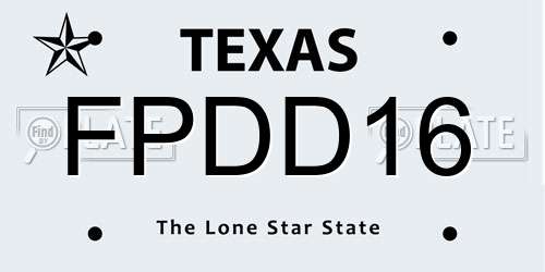 FPDD16 Texas License Plate
