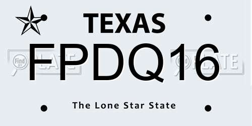 FPDQ16 Texas License Plate