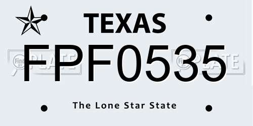FPF0535 Texas License Plate