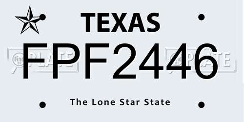 FPF2446 Texas License Plate