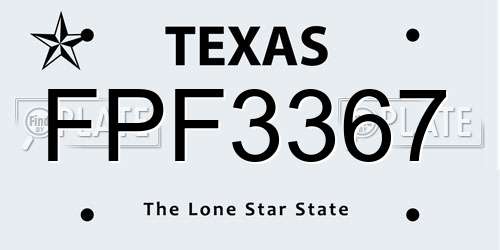 FPF3367 Texas License Plate