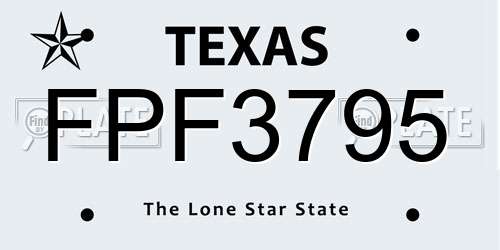 FPF3795 Texas License Plate