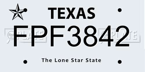 FPF3842 Texas License Plate