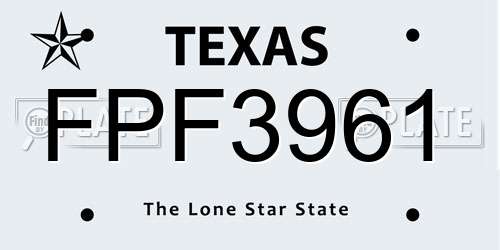 FPF3961 Texas License Plate