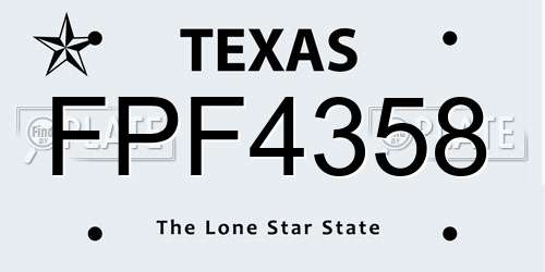 FPF4358 Texas License Plate