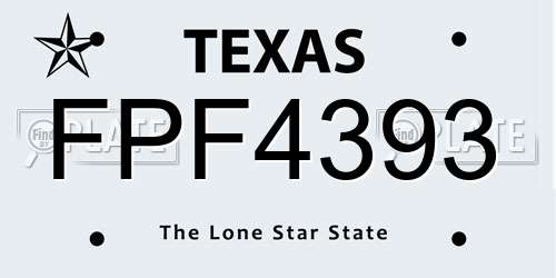 FPF4393 Texas License Plate