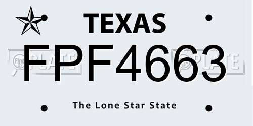 FPF4663 Texas License Plate