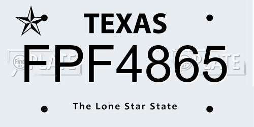 FPF4865 Texas License Plate