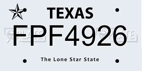 FPF4926 Texas License Plate
