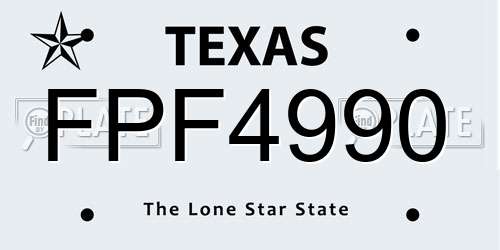 FPF4990 Texas License Plate