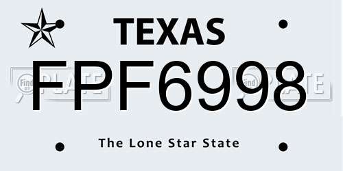 FPF6998 Texas License Plate