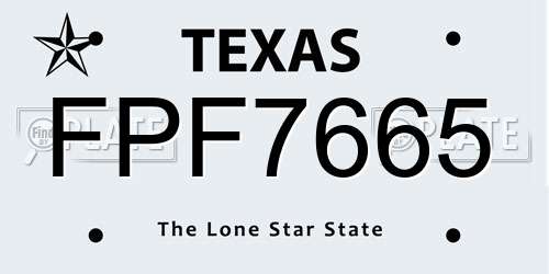 FPF7665 Texas License Plate