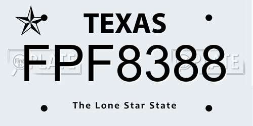 FPF8388 Texas License Plate
