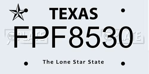 FPF8530 Texas License Plate