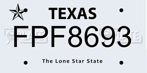 FPF8693 Texas License Plate