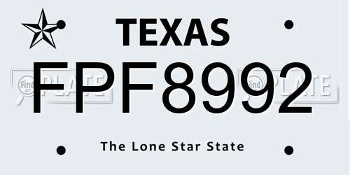 FPF8992 Texas License Plate