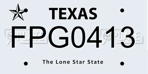 FPG0413 Texas License Plate