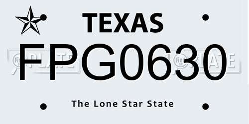 FPG0630 Texas License Plate