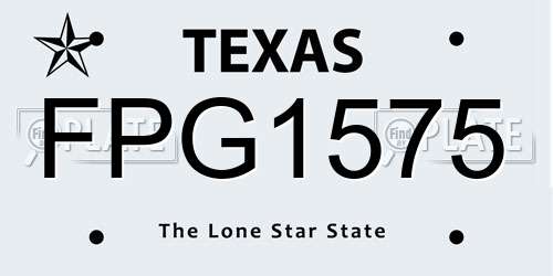 FPG1575 Texas License Plate