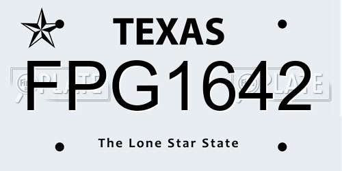 FPG1642 Texas License Plate