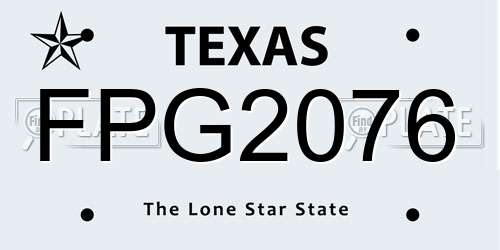 FPG2076 Texas License Plate