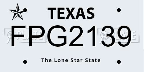 FPG2139 Texas License Plate