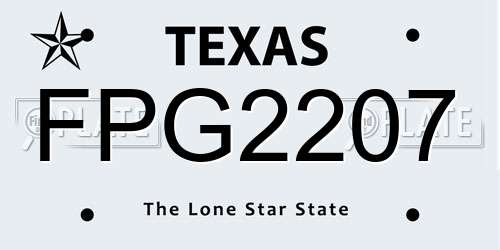 FPG2207 Texas License Plate
