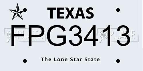 FPG3413 Texas License Plate
