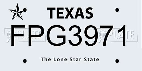 FPG3971 Texas License Plate
