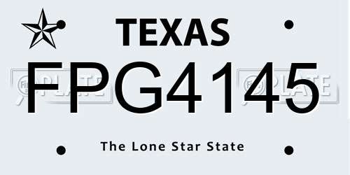 FPG4145 Texas License Plate