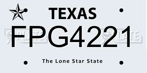 FPG4221 Texas License Plate
