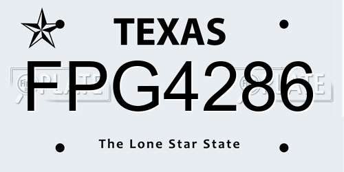 FPG4286 Texas License Plate