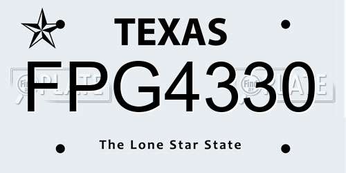 FPG4330 Texas License Plate