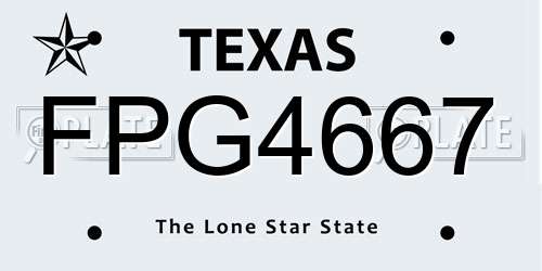 FPG4667 Texas License Plate