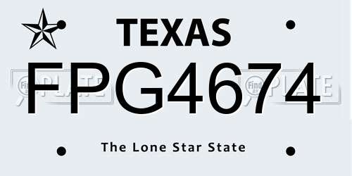 FPG4674 Texas License Plate