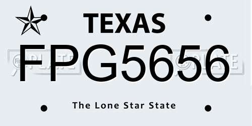 FPG5656 Texas License Plate