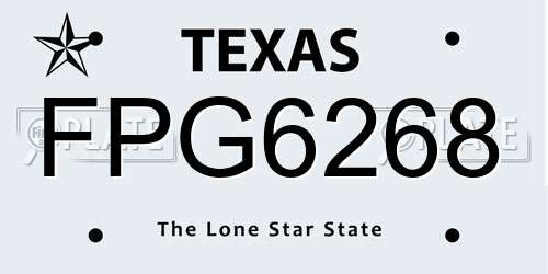 FPG6268 Texas License Plate