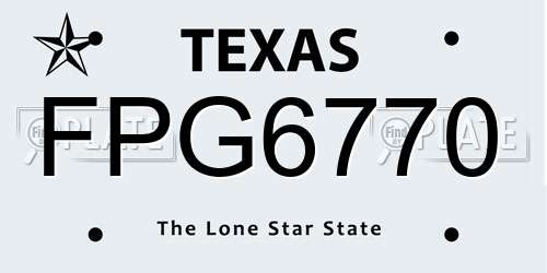 FPG6770 Texas License Plate