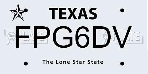 FPG6DV Texas License Plate