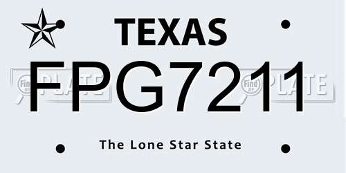 FPG7211 Texas License Plate